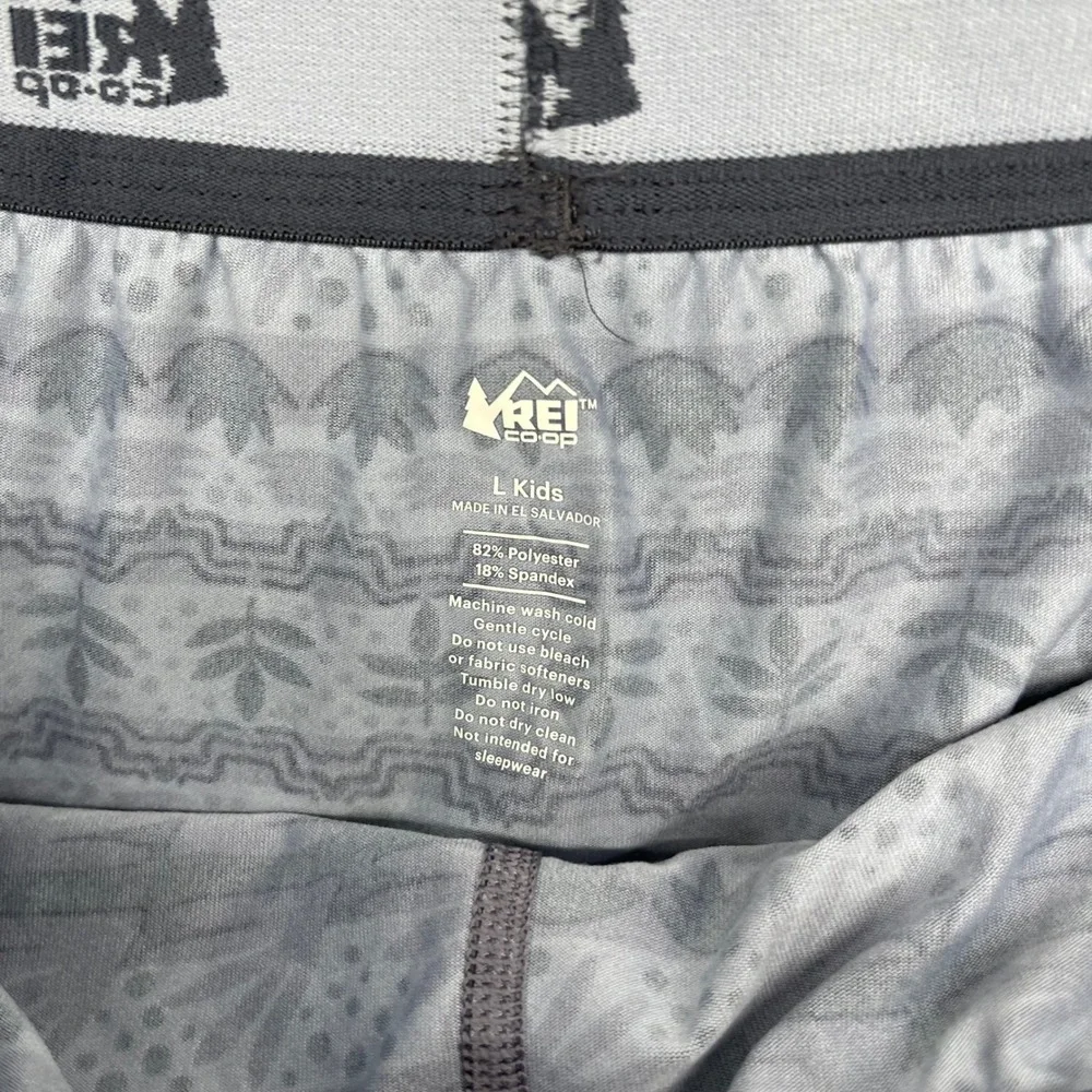 REI Co-op Kids Base Layer Set Large Grey Geometric Print